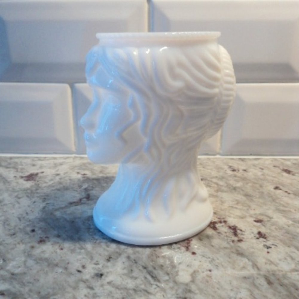 vintage milk glass head vase